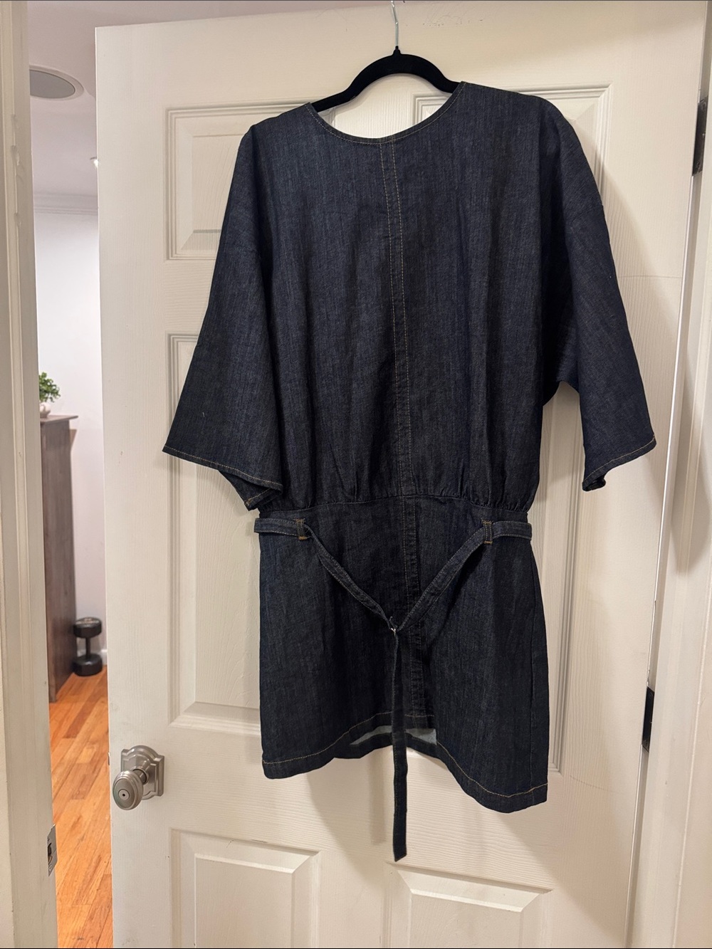 Zara Dark Indigo Denim Tunic with Tie Back